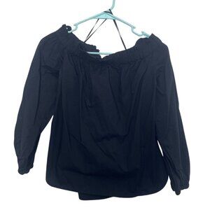 J Crew Off Shoulder Long Sleeve Blouse Womens Size 4 Black New WOT